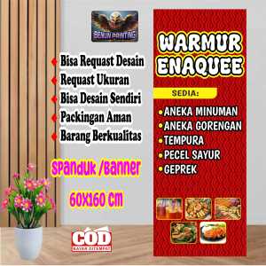 Spanduk Banner 60x160 Kedai 3 Menu New Kuning Bisa Request Desain