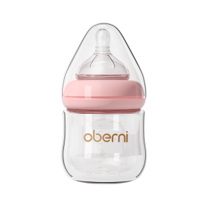 Oberni bayi Botol Susu newborn Botol Kaca Bayi Leher Lebar Botol Susu Bayi Baru Lahir Anti Kolik anti-drop 4oz/5oz 0-6 Bulan