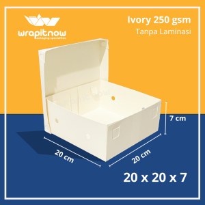 (Isi 20 pcs) Dus Kraft Ivory 20x20x7 Badan Tutup Pisah/ Dus Nasi Kotak Staples Mudah diRakit Box Molen Gorengan Snack Onde Onde Nasi Berkat Ayam Penyet Geprek Murah