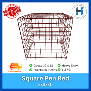 Heavy Duty Square Pen 3x3x3 Red / Coated chicken / Cock cage/game fowl / Kulungan ng manok