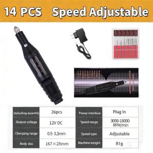 12V DC Mini Electric Drill Set Pen Grinder USB Cable Portable Manicure Tool Mini Electric Grinder