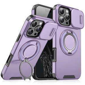 for iPhone 16/15/14/13/12/11 Pro Max & Plus Luxury Heavy-Duty Rugged Armor mag-holder Case with Slide Camera Protection Durable PC Cover for iPhone