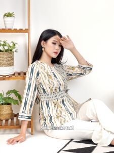 Blouse Batik Wanita Kerja 272 RSTR Hijau by Batik Sansekerta.id - Baju Atasan Kantor