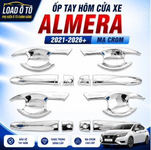 Ốp Tay Hõm Cửa Xe Nissan Almera 2026-2021 Nhựa ABS Mạ Crom Sáng Bóng
