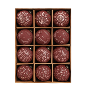 GOLFDIN 12PCS 8cm Christmas Ball Set Painted Pattern Plastic Christmas Tree Balls Durable Antique Xmas Ornament Ball Party