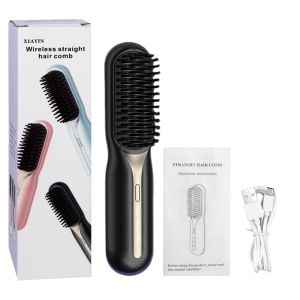Electric Hair Straightener Comb Brushes Cordless Hair Curler MCH Ceramic Heating Negative Ion With LED Screen Hair Straightener Brush Rechargeable Styling Comb