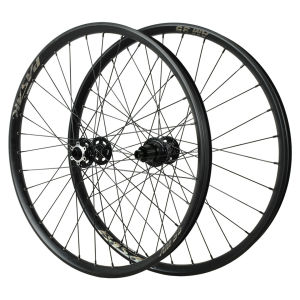 Bicycle AM off-road wheelset with quick-release thru-axle front two and rear four bearings 26 27.5 29 inches 35mm purple-black wide rim - HB08AM35