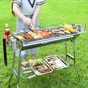 Stainless Steel Charcoal Grill Barbecue Tool Portable Folding BBQ grill Outdoor Park