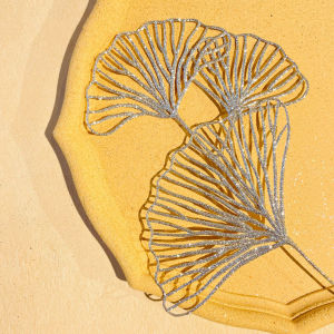 10Pcs Wedding Leaves Artificial Flashing Leaves Glitter Tropical Leaf Wedding Picks Flower Arrangements Wreaths DIY Wedding Hanging Ornament for Wedding Decorations (Gold)
