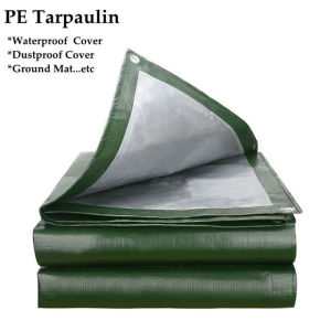 [Double Side] Silver Green Canvas Canopy Tarpaulin Sunshade Insulation Tarp Shading Awning Camping Tent Kanvas Khemah