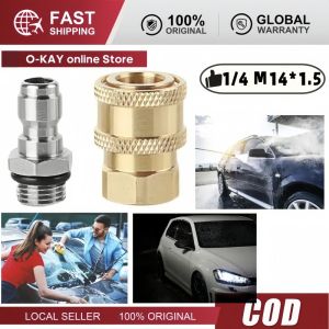 2PCS Konektor Cepat Pistol Air 1/4 Male ke M14x1.5 Female Adaptor Tekanan Tinggi untuk Mesin Cuci Kualitas Premium Harga Murah