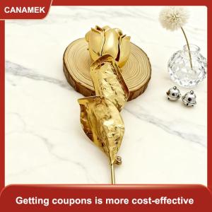 【CANAMEK 】 High-end Gold Color Rose Flower Brooch Suit Coat Badge Fashion Jewelry Lapel Pins For Women And Men Gift Accessories