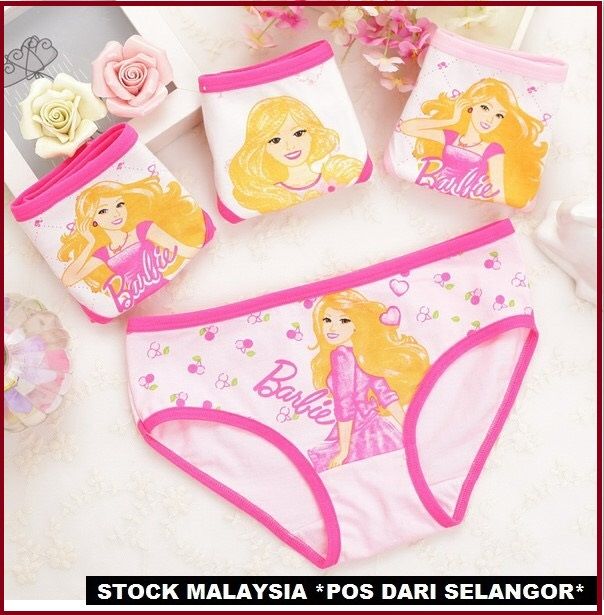 ICE Stock Selangor Barbie 3pcs/lot High Quality Cotton Brief Kids Underwear  / Panties- Girl