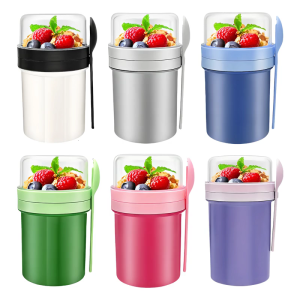 Portable Durable Yogurts Cup Ergonomic Grip Double Layer Thermal Design Cup For Hiking Campus Dining