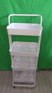 พร้อมส่งในไทย-ชั้นวางของ3ชั้น พร้อมล้อเลื่อน+ที่จับ  รถเข็นอาหาร ชั้นวาง Rolling Cart Shelf ชั้นวางโครงเหล็ก