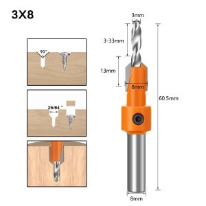 Mũi khoan âm vít gỗ 2 tầng mồi vít 3mm 4mm bộ cao cấp MKAV-CAM