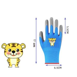 538TD Không thấm nước Găng tay làm vườn cho trẻ em Thoáng khí Chống trượt Găng tay bảo vệ trẻ em Hoạt hình Họa tiết động vật Găng tay làm vườn Nhà