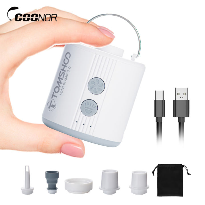 TOMSHOO Portable Electric Air Pump with LED Light Rechargeable