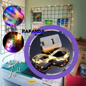 String light 1M/2M/3M/5M lampu Led kawat baterai dekorasi ruangan lampu hias dinding wire grid wall