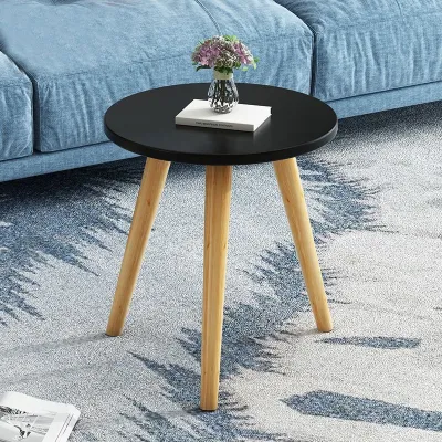 Modern Round Solid Wood Coffee Table Double Layer Compact Living Room Side End Table with Safe Rounded Corners