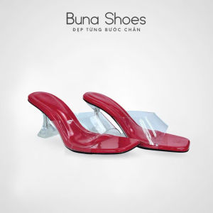 Guốc Nữ Mũi Vuông Quai Trong Gót Ly 7p 9p BuNaShoes - Giày Cao Gót Mũi Vuông Quai Mica Dẻo Đế Êm - Gót Ly Mũi Vuông