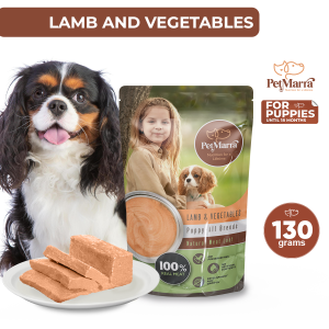 PetMarra Natural Meat Loaf Puppy Wet Food Pouch up to Ages 18 Months Lamb and Vegetables Flavor 130g dogs puppies foods