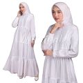 GAMIS KATUN PUTIH/ GAMIS KATUN MOTIF TIMBUL. 