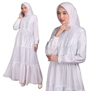 GAMIS KATUN PUTIH/ GAMIS KATUN MOTIF TIMBUL