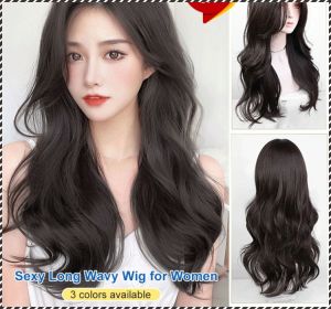 Long Curly Hair Center Parted Pullover Long Hair Wig Beautiful High Temperature Wire Adjustable Buckle