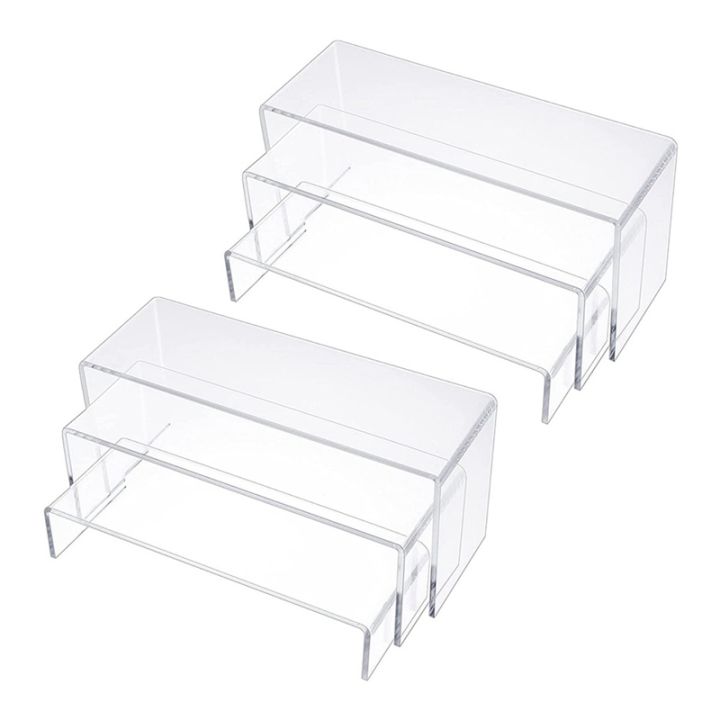 Acrylic Display Risers, Clear Rectangle Stands Shelf for Display 6Pcs ...