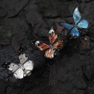 YATRN วินเทจ แหวนผีเสื้อที่เหมือนฝัน รูปแบบป่าไม้ เงางาม แหวนผีเสื้อที่เหมือนจริง บุคลิกภาพ ปรับได้ แหวนเปิด ผู้หญิง ผู้ชาย