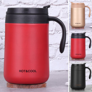 500ml Stainless Steel Office Coffee Cup Coffee Mug Thermos Cup/Thermal Flask Bottle Handle Cup Gift Cup