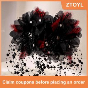 【ZTOYL】 กิ๊บติดผมไข่มุกขนนกหรูหราแฟชั่นสำหรับผู้หญิงอุปกรณ์ตกแต่งผม