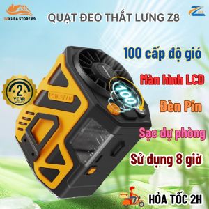 Quạt Đeo Hông Quạt Điều Hòa Đeo Thắt Lưng Kiêm Sạc Dự Phòng Pin Chuẩn 12.000mAh Có Màn Hình LCD Đèn Pin BH 12T Lỗi 1 đổi 1