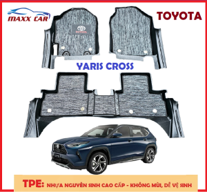 YARIS - Thảm lót sàn MAXXCAR cho xe TOYOTA YARIS CROSS 2024+ nhựa TPE đúc 5D tràn viền + Rối xám Logo.