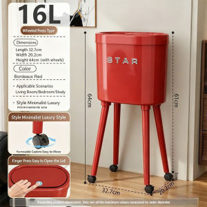Mishilei High Leg Trash Can 16L Press Lid With Wheels Tong Sampah PP Plastic Mobile Dustbin