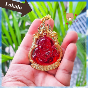 Mặt Dây Chuyền Phật Di Lặc Cẩm Thạch Đỏ Cười Vui Vẻ Lokalo - Đeo Rướt May Mắn Tài Lộc (Có Đá Ngọc Trắng Đen Vàng) 1.6.23
