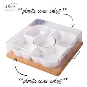 LUNA [Fruity Serveware Set] Hari Raya Haji Nasi Lemak Platter Fruit Basket Snack Plate Ceramic Appetizer Kitchenware With Tray and Handle