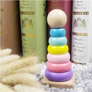 SNI Mainan Ring Donat Susun Anak Bayi Balita Bahan Kayu Edukasi Puzzle Tower Donut Wooden Pazel Kids Toys (S-09)