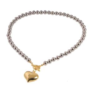 Eye Catching Oversized Heart Bead Chain Necklace Adjustable Length Clavicle Chain For Women Fashion Gift