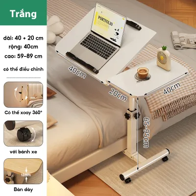 DAMIK Bàn laptop di động bàn làm việc gấp gọn thông minh có thể điều chỉnh độ cao khung sắt chắc chắn chân tròn hiện đại