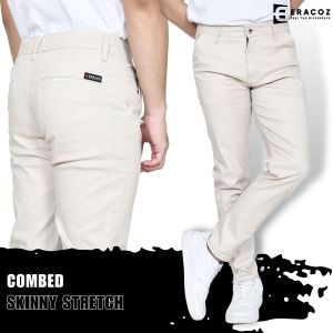 ERACOZ Celana Chino Panjang Pria Combed Stretch Skinny Fit Big Size Jumbo Cream
