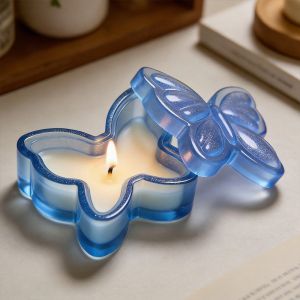 CHDHALTD Non-stick Butterfly Storage Box Mold Soft Bowknot Shape Storage Jar Mold Aromatherapy Candle Mold DIY Craft Silicone Candle Cup Mold Candle Making