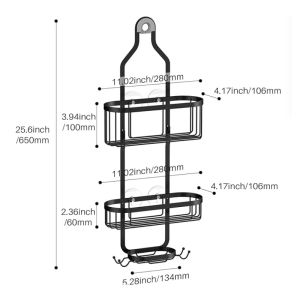 3 Layer Bathroom Shower Caddy Hanging Wall Mounted Bathroom Accessories Organizer Stainless Steel Over Shower Head Storage Rack With Soap Holder And 4 Hooks Waterproof Detachable Shelves