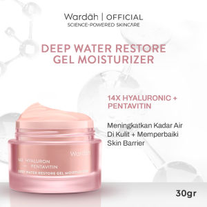 Wardah Deep Water Restore Gel Moisturizer 30g 14X Hyaluronic Pentavitin Deep Long‑Lasting Hydration Boost Skin Moisture Level Repair Skin Barrier Lightweight Water‑Gel Cream Non‑Greasy Daily Facial Moisturiser