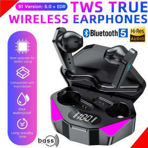 X15 TWS Bluetooth Gaming Wireless Earphone Headsets Bluetooth Low Latency Good Sound Earbuds Game Headphone Earbuds 9D Stereo Bass Surround With LED Display Battery Box Noise Reduction In-ear Headphone蓝牙耳机