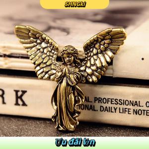 SHNGki Đồng cổ điển may mắn người giám hộ thiên thần bức tượng thu nhỏ đồ trang trí máy tính để bàn bức tượng nhỏ đáng yêu trang trí nhà thủ công