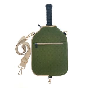 BLACKON Large Capacity Pickleball Crossbody Bag Waterproof Zipper Closure Pickleball Racket Bag Portable Adjustable Strap Pickleball Paddle Cover Outdoor