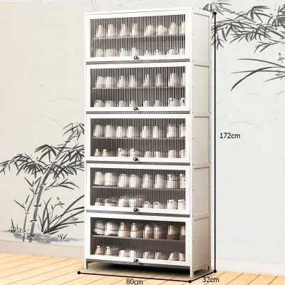 Shoe Cabinet White 5/7/9 Layers Bamboo Acrylic Door Shoe Organizer Shoe Cabinet With Cover