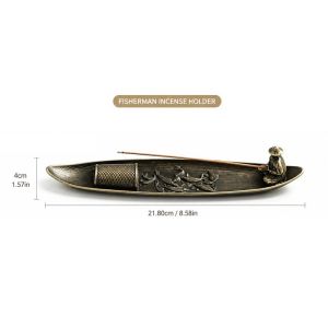Creative Incense Holder Aromatherapy Ornament Incense Holder Boat Old Men Fishing Japanese Style Incense Stick Burner Home Decor